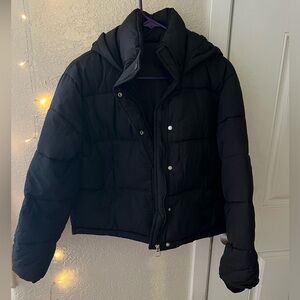 Cropped Black Puffer Jacket